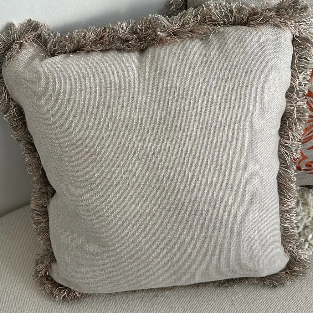 Custom-made Fringed Embroidered Decorative Accent Pillow’s (2) 22”x22”